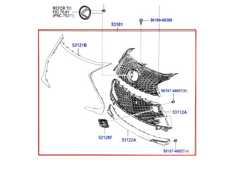 lexus-gs-f-gsf-iv-atrapa-grill-kratka-chrom-zderzaka-przod-53101-30a40-ed-car