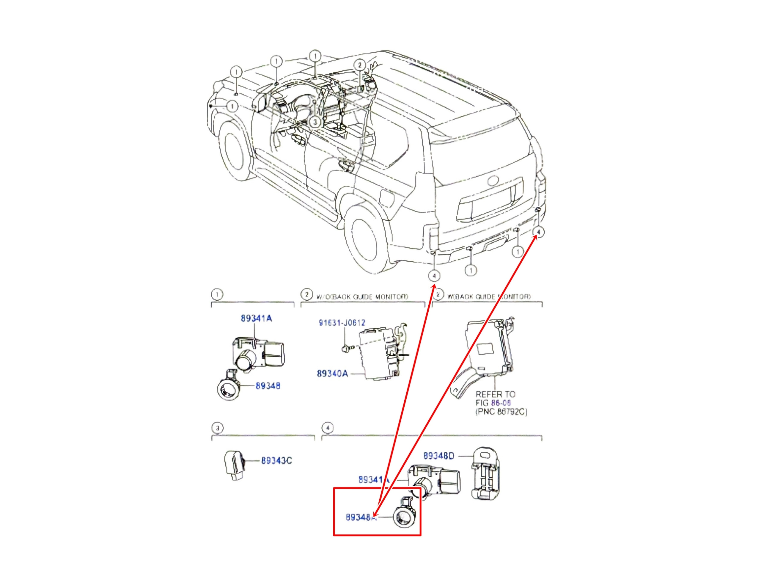 lexus-gx460-ii-ramka-uchwyt-czujnika-parkowania-zderzaka-tyl-89348-33060-a3-ed-car